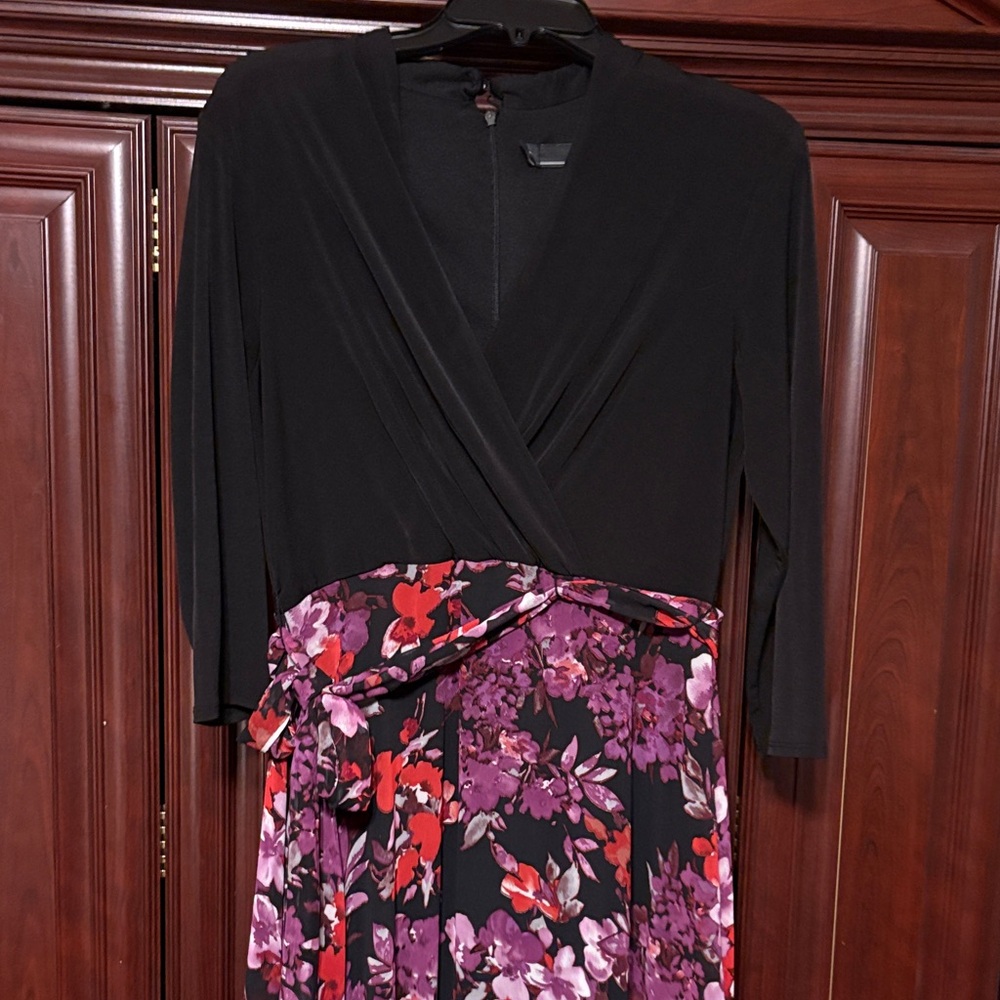 Chetta B Black and Purple Floral Maxi Dress